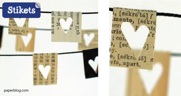 corazones con papel de periodico