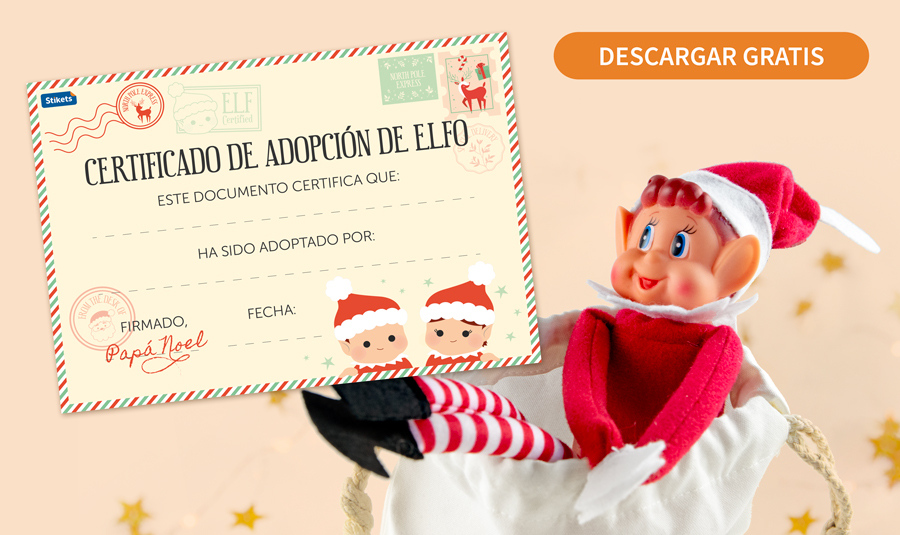 certificado de adopción del elfo. Descargable gratis